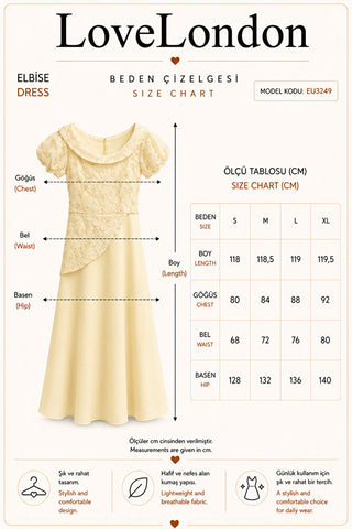 Premium Celine Elbise - Sarı - EU3249