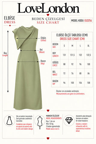 Yaka Detay Midi Elbise - Yeşil - EU3254