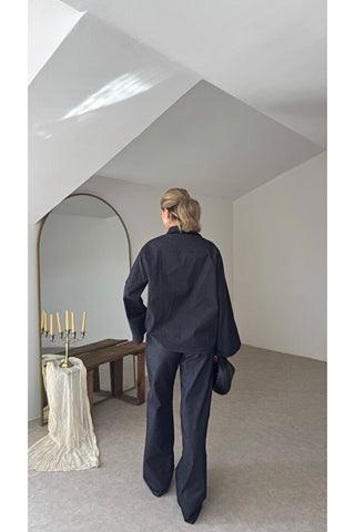 Oversize Düğme Detaylı Takım - Lacivert - EU2170