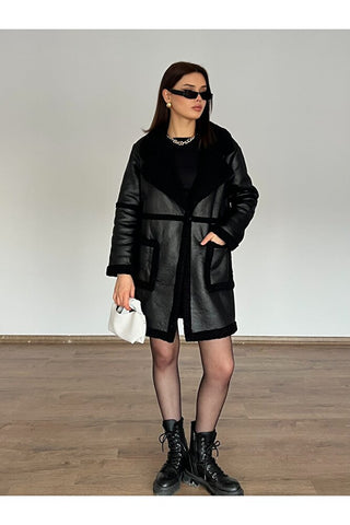 Torba Cepli Oversize Kürklü Kaban