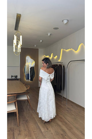 Juliette Beyaz Midi Elbise - Beyaz - EU3237