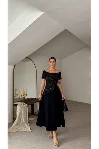 Premium Celine Elbise - Siyah - EU3249