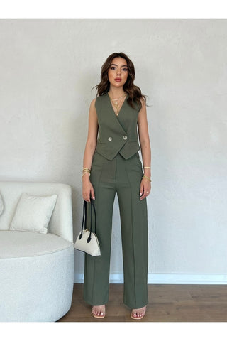 Biyeli Geniş Paça Pantolon