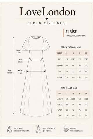 Amour Taş Detaylı Elbise - Yeşil - EU3220