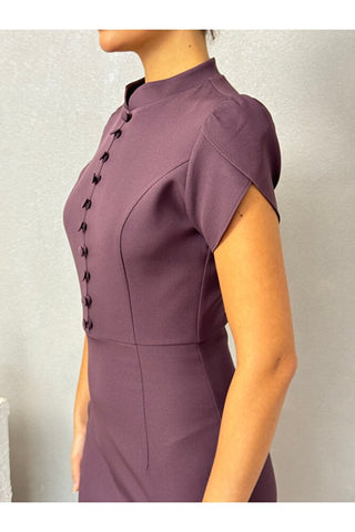 Belden Oturmalı Düğme Detaylı Puff Omuz Mini Özel Gün Günlük Kadın Amelia Elbise