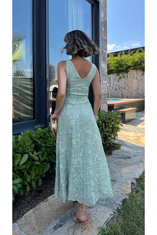 Elegant Midi Elbise - Yeşil -  EU3224