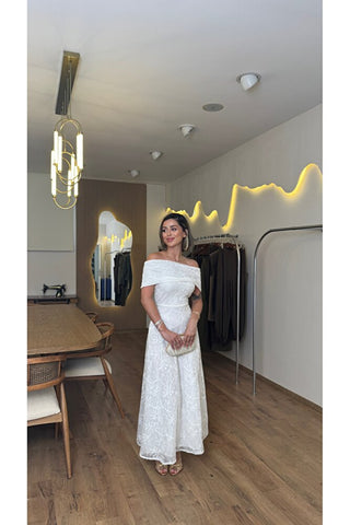 Juliette Beyaz Midi Elbise - Beyaz - EU3237