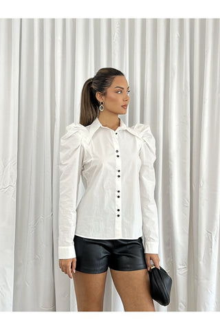 Omuz Detaylı Yakalı Kadın Günlük Şık Gömlek