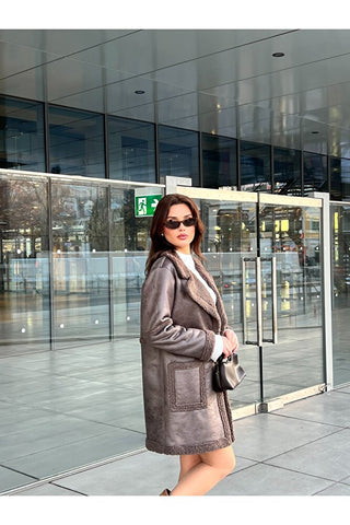 Torba Cepli Oversize Kürklü Kaban