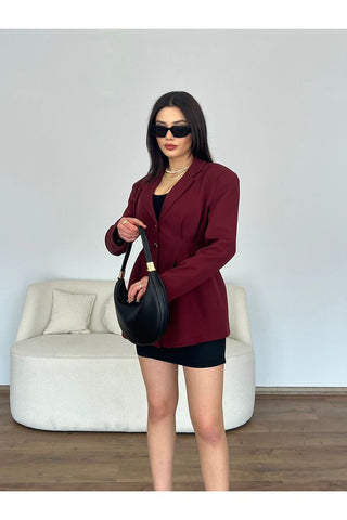 Belden Oturtmalı Uzun Kollu Ceket