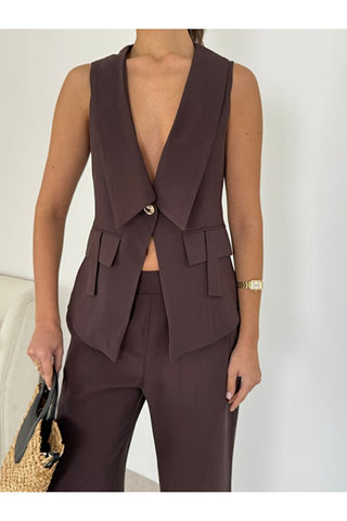 Apoletli Kadın Yelek Pantolon Takım