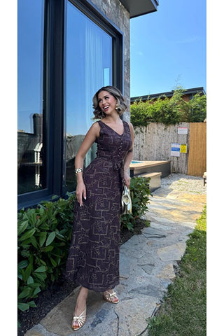 Elegant Midi Elbise - Mürdüm -  EU3224