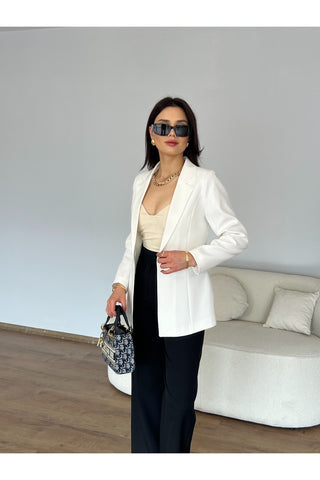 Fletolu Astarlı Slim Blazer Ceket