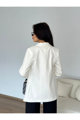 Fletolu Astarlı Slim Blazer Ceket