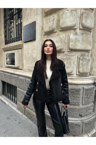 Dört Düğmeli Biker Kaban