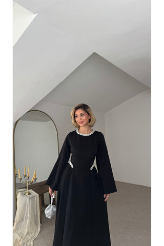 Amour Uzun Kol Elbise - Siyah - EU3255