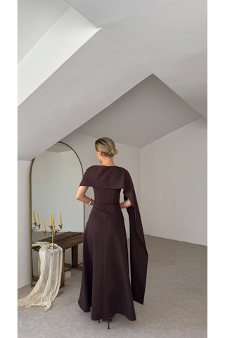 Premium Liora Elbise - Kahverengi - EU3252