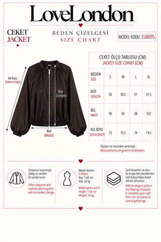 Saten Bomber Ceket - Haki - EU8095