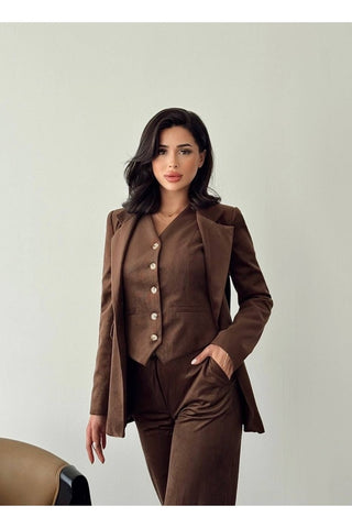 Fitilli Kadife Astarlı Kadın Blazer Ceket