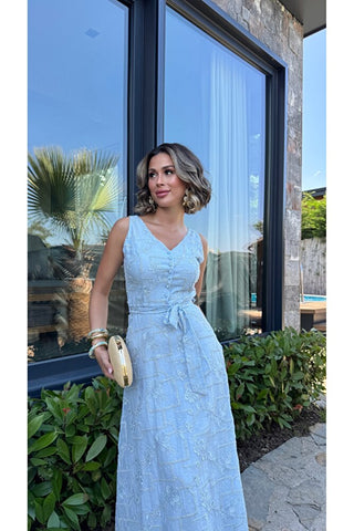 Elegant Midi Elbise - Mavi -  EU3224