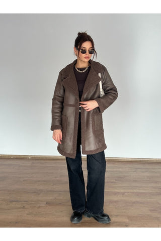 Torba Cepli Oversize Kürklü Kaban