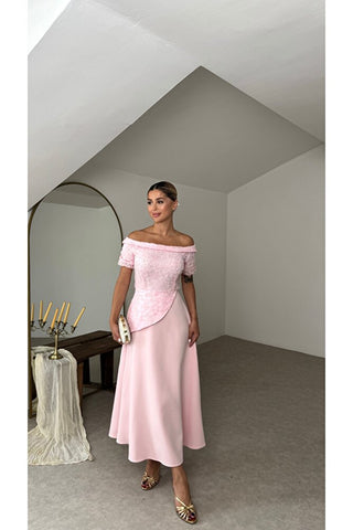 Premium Celine Elbise - Pembe - EU3249