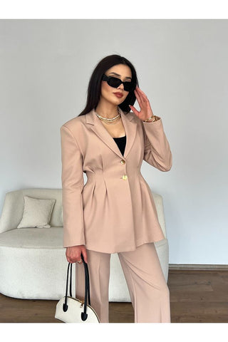 Belden Oturtmalı Uzun Kollu Ceket