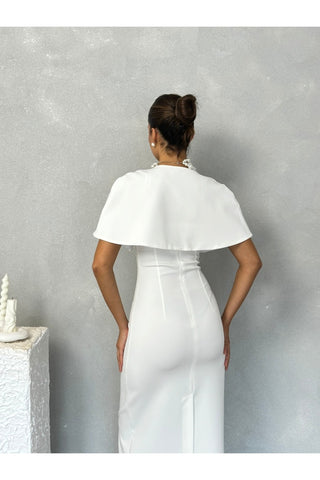 Pelerinli Straplez Uzun Boy Gece Şık Özel Gün Kadın Regina Elbise