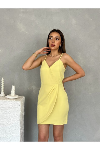 Askılı Çıtçıt Kapamalı Mini Kadın Elbise-EU3046