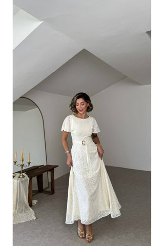 Bahar Esintisi Elbise - Beyaz - EU3231