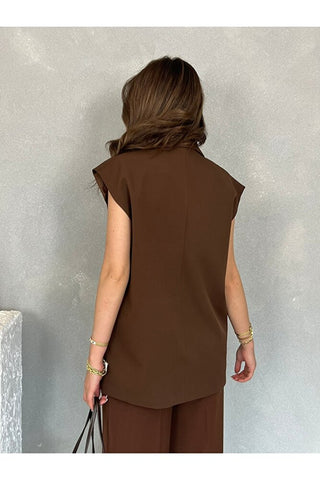 Düşük Omuz Oversize Vatkalı Kolsuz Astarlı Kadın Yelek