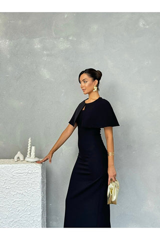 Pelerinli Straplez Uzun Boy Gece Şık Özel Gün Kadın Regina Elbise