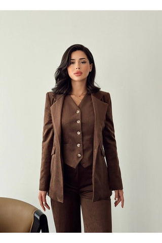 Fitilli Kadife Astarlı Kadın Blazer Ceket