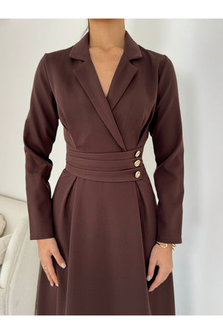 Kruvaze yaka uzun boy elbise