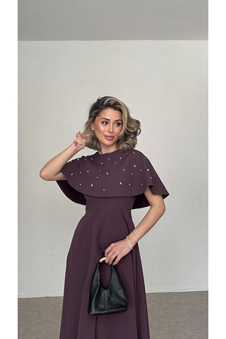 Taşlı Bolerolu Uzun Elbise - Sarı - EU3198
