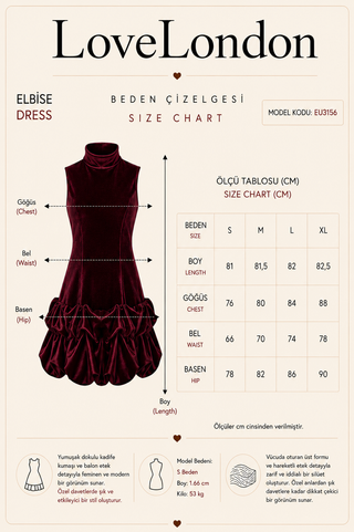 Balon Etekli Kadife Mini Altı Şortlu Özel Gün Şık Kadın Velvet Elbise - Bordo - EU3156