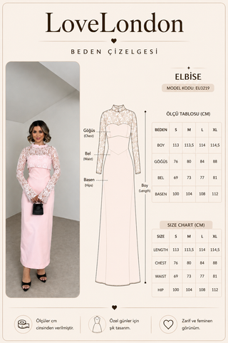 Grace Dantel Detaylı Midi Elbise - Pembe - EU3219